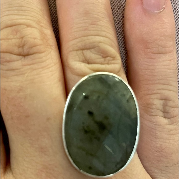 Crocodile Jasper Ring with silver adjustable setting - Picture 2 of 6